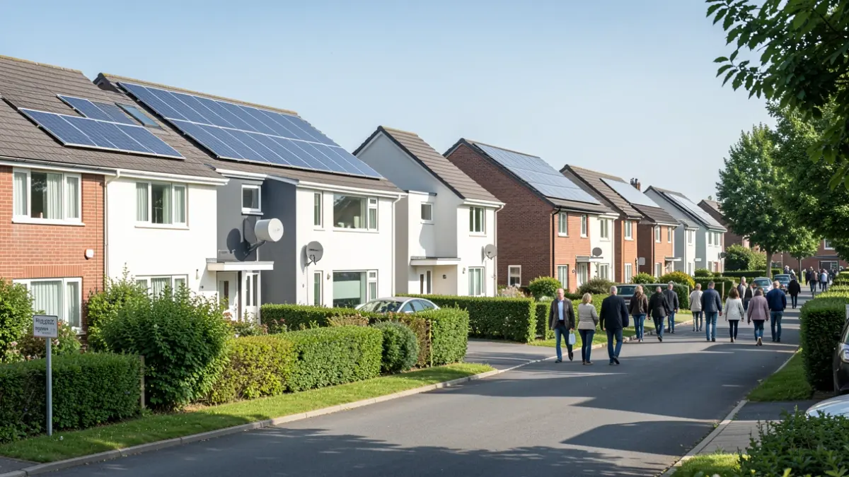 New affordable council homes in Rowley Regis featuring sustainable technology.