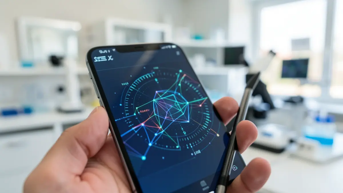 Generic image of a smartphone screen displaying AI medical data.