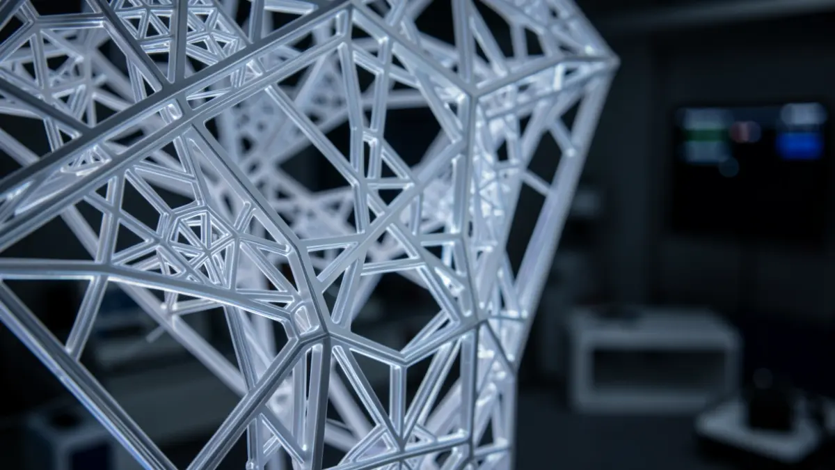 Generic image of an abstract, glowing metamaterial structure with intricate geometric patterns.