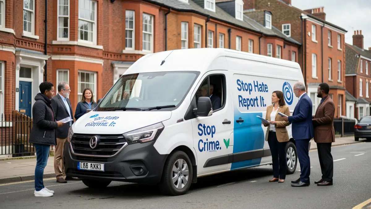 Birmingham City Council's digivan during Hate Crime Awareness Week.