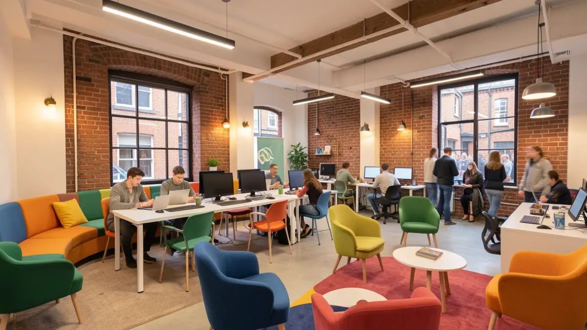 Generic image of a modern youth centre interior with flexible spaces and IT facilities.
