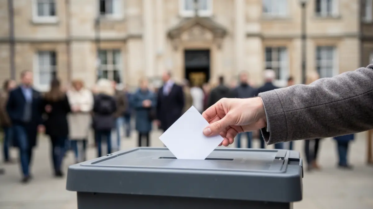 Generic image of a ballot box with a hand casting a vote.