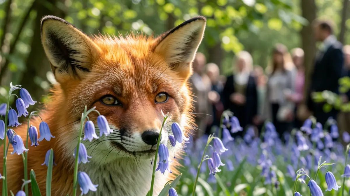 Generic image of a fox amongst bluebells in a woodland.