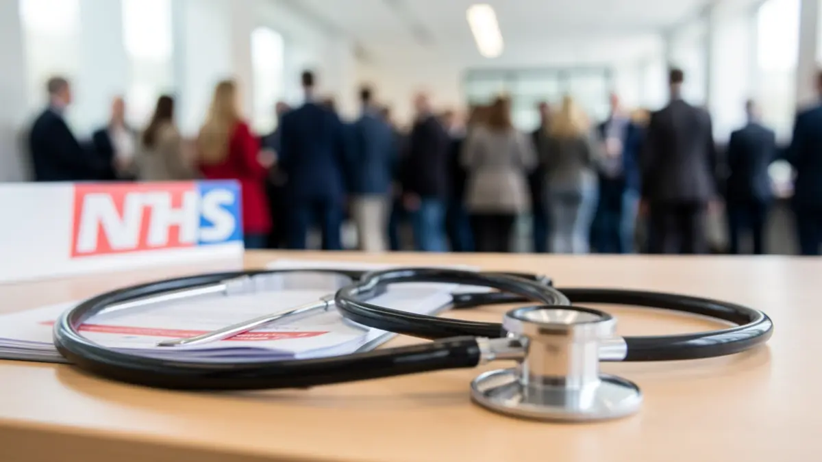 A stethoscope on a desk at Chesterfield Royal Hospital.