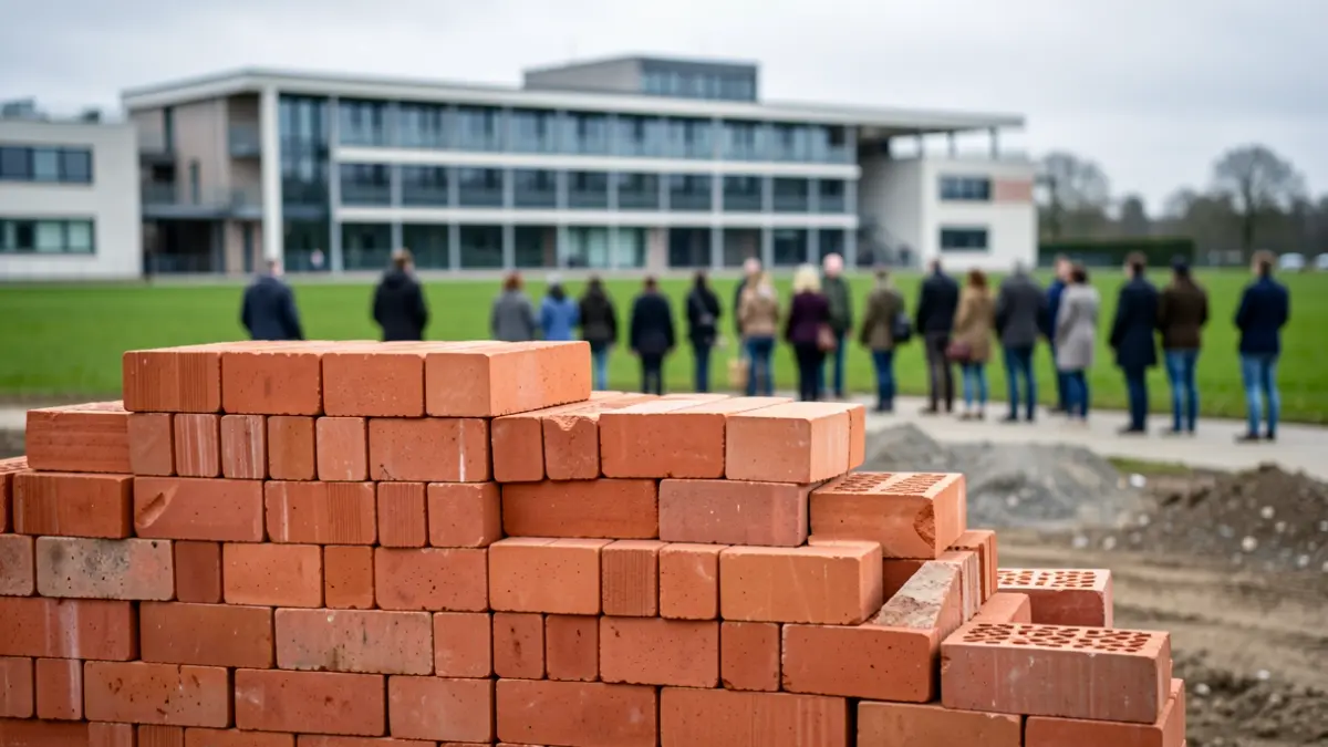 Red bricks donated to West Nottinghamshire College for construction training.