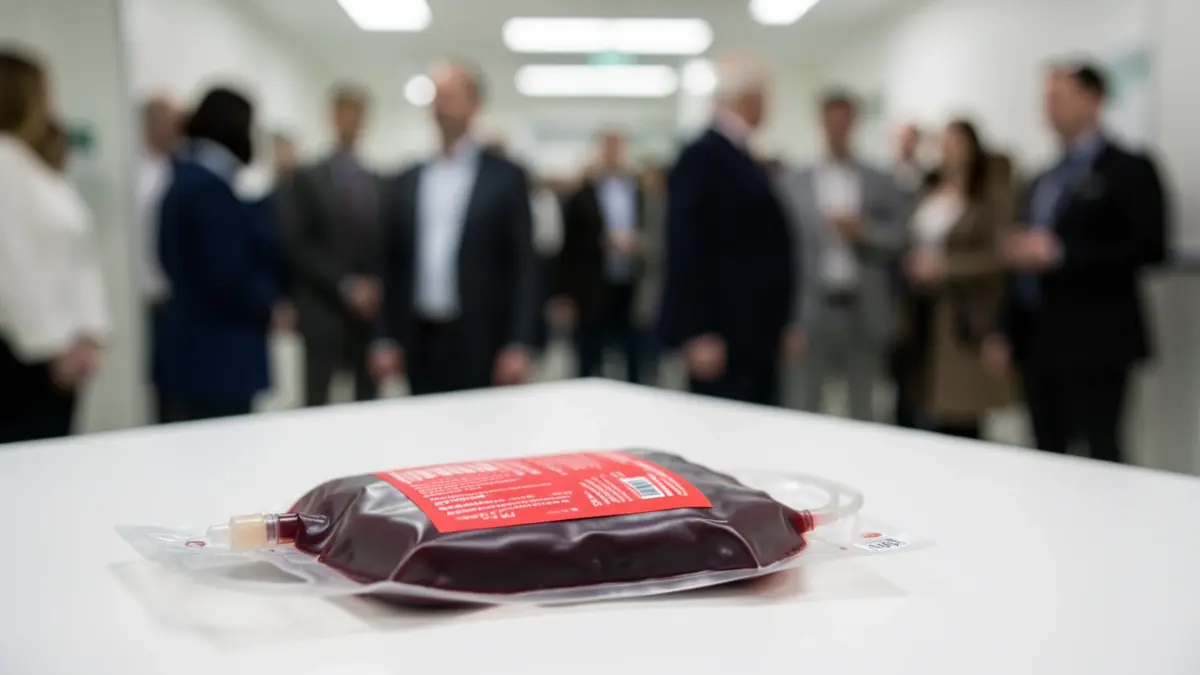 Generic image of a blood bag on a sterile surface.