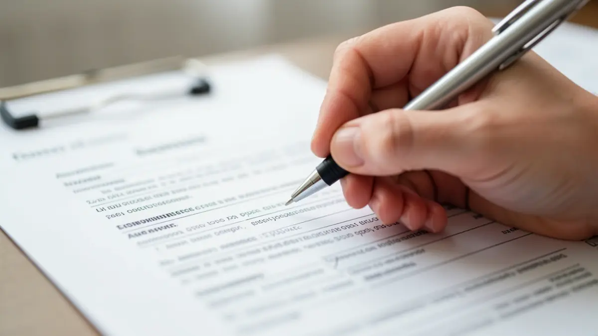 Generic image of a hand about to fill out a survey form.