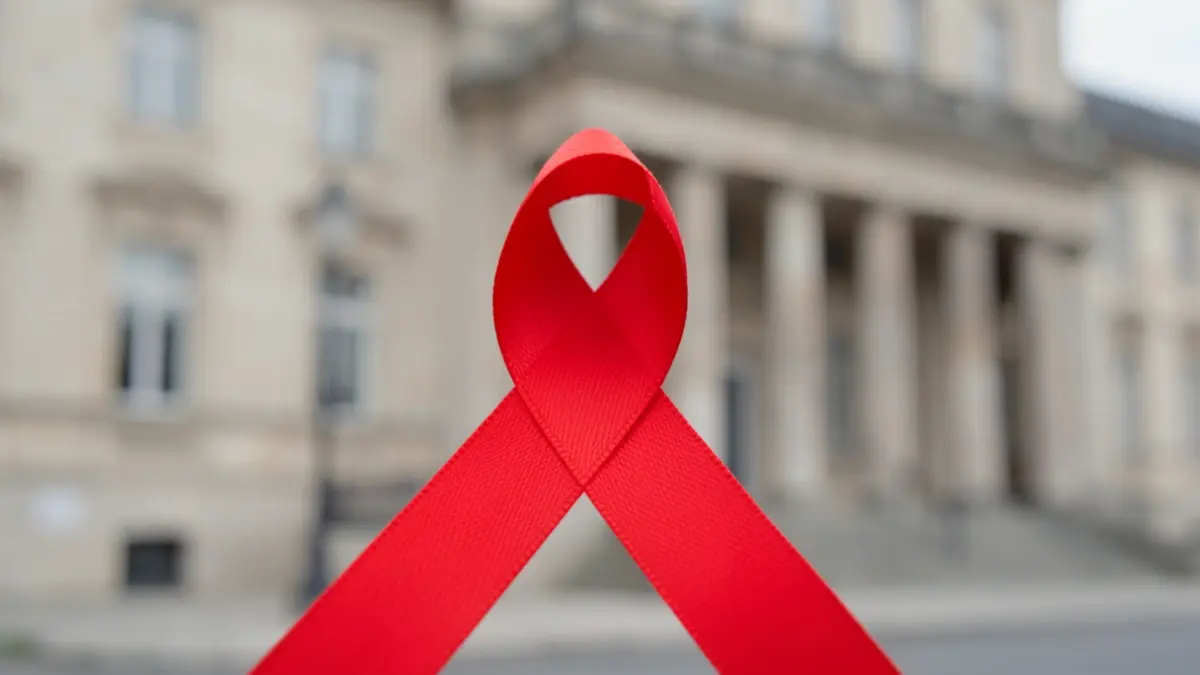 A red ribbon symbolising awareness against hate crime.