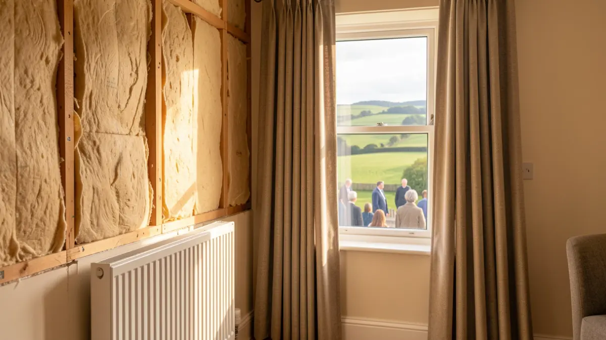 Generic image of a home interior demonstrating energy-saving improvements like insulation and efficient heating.