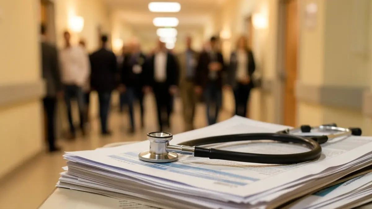 Generic image of a stethoscope on medical files.