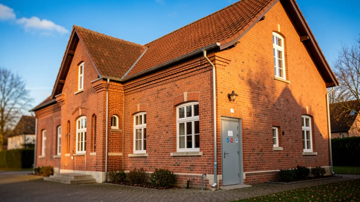 Generic image of a village hall with a new accessible toilet facility being added.