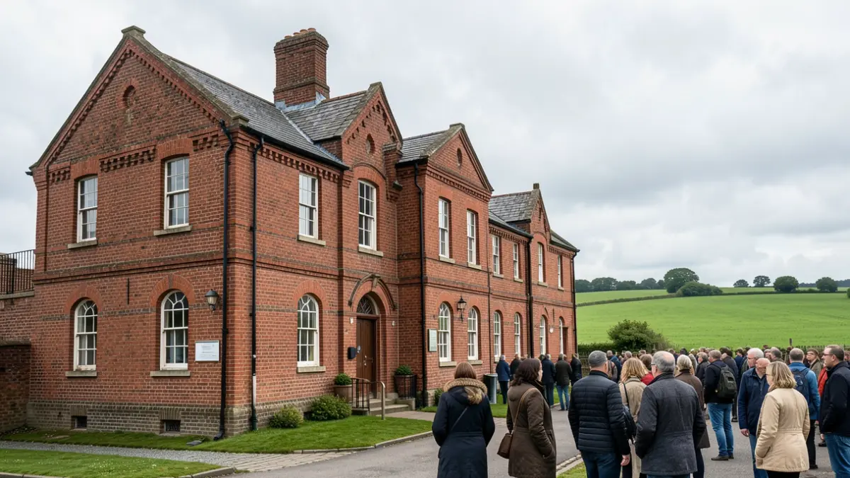 Generic image of a historic red-brick building in The Midlands countryside.