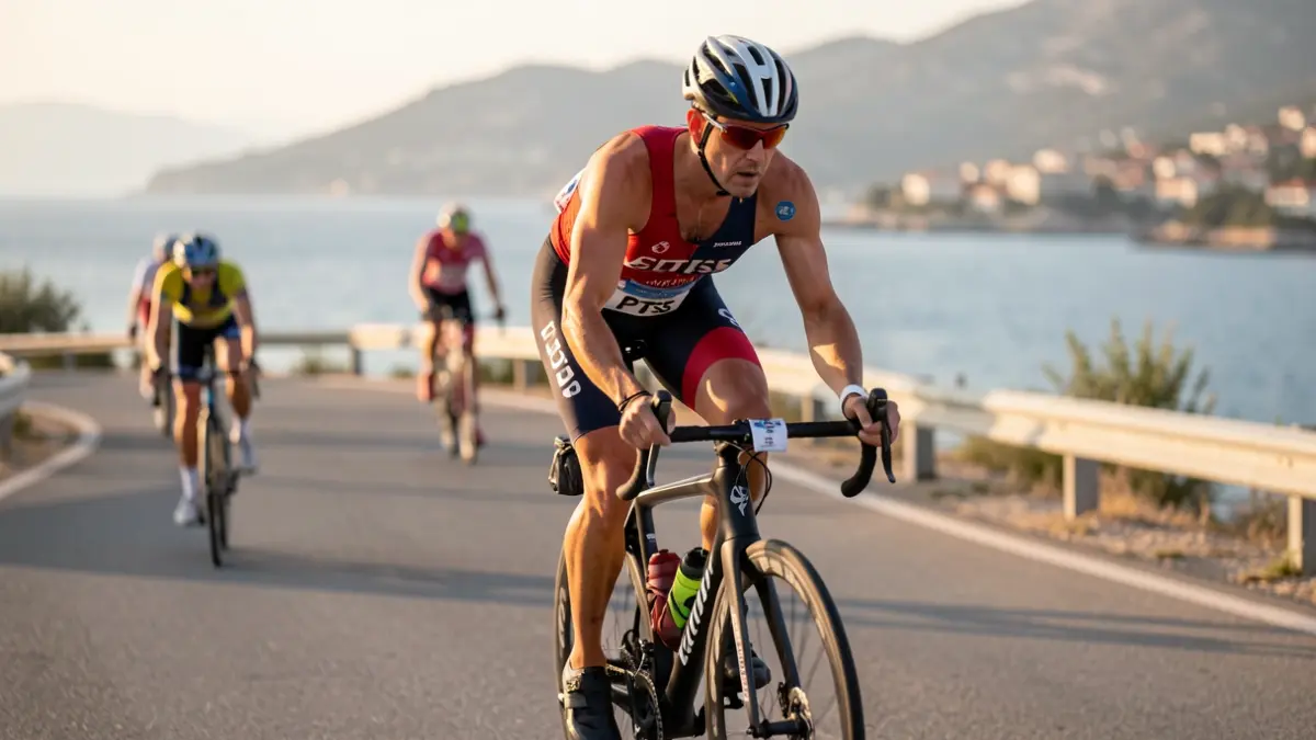 Generic image of a para-triathlete cycling during a race.
