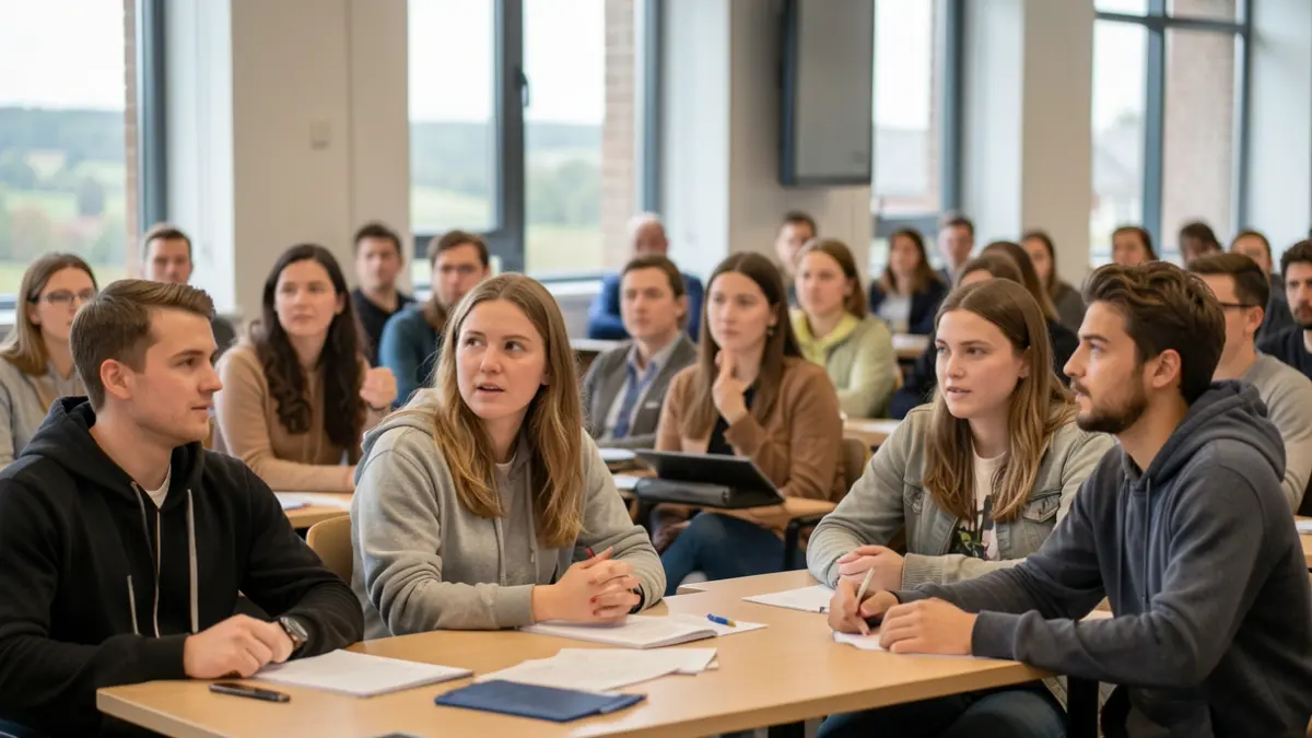 Loughborough College students engaging in a Q&A session with a local MP.