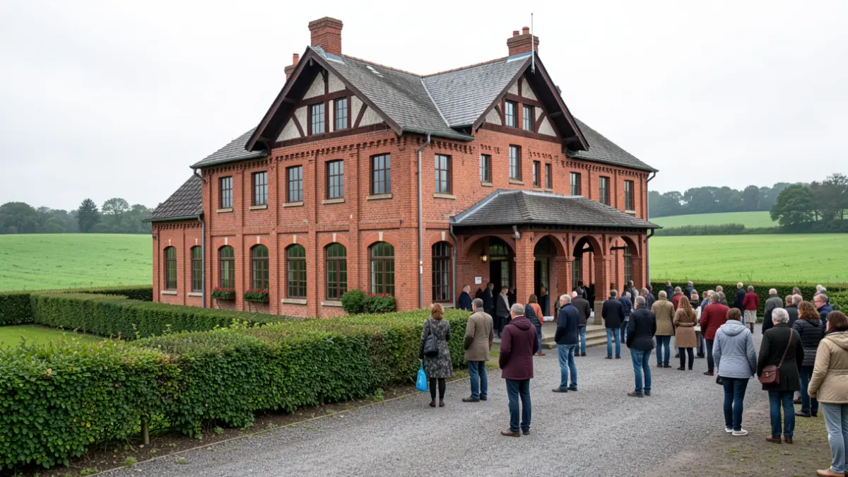 Generic image of a red-brick building with green fields.