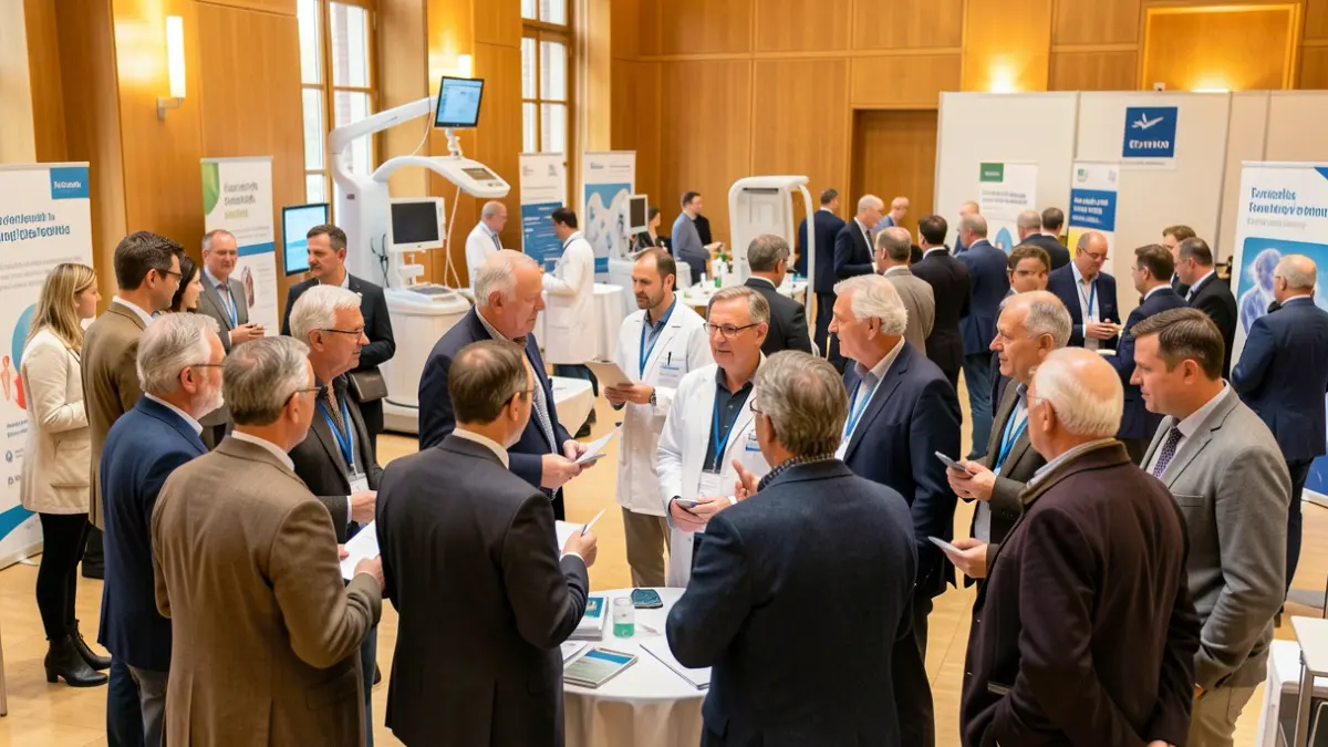 Generic image of a men's health and wellbeing event with medical professionals and attendees.