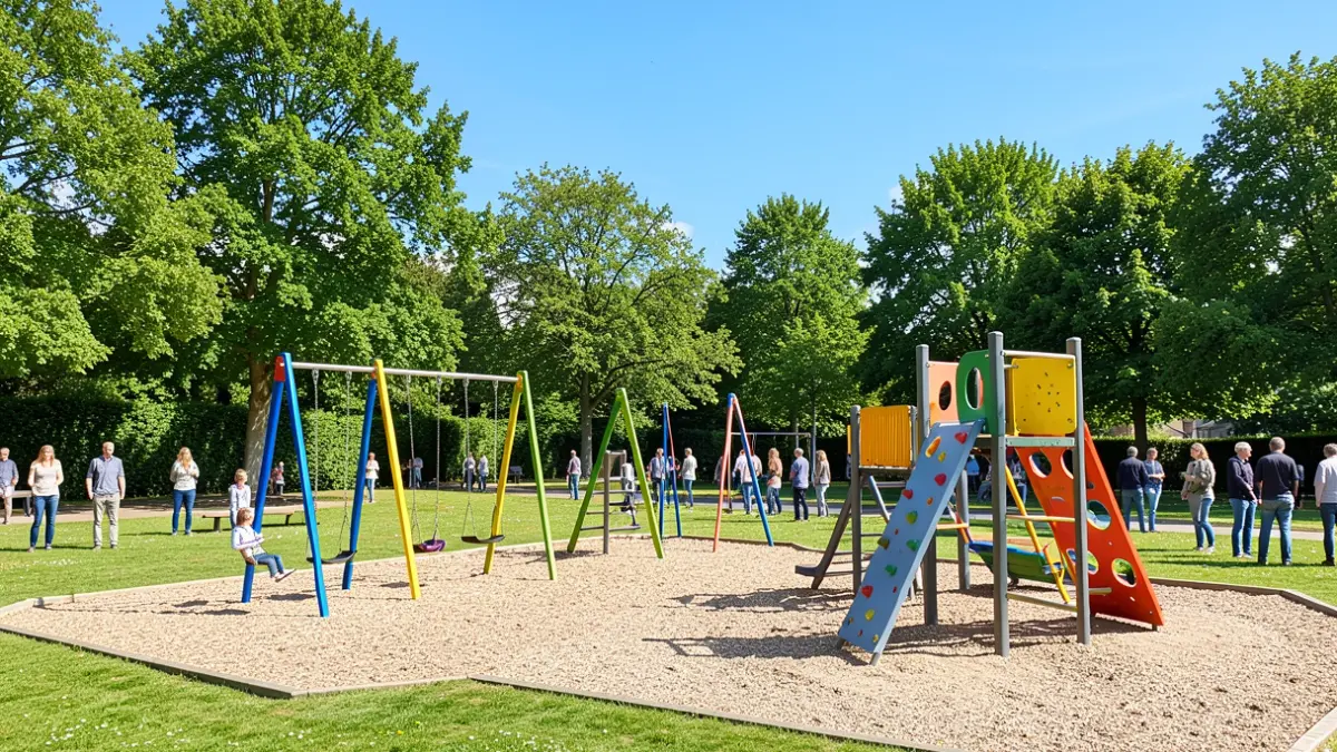 Generic image of a modern children's playground with new equipment.