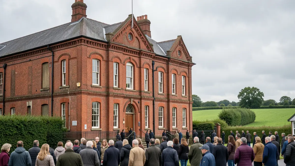 Generic image of a red-brick building facade in the Midlands with an overcast sky.