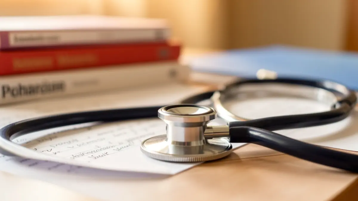 Generic image of a stethoscope on medical books.