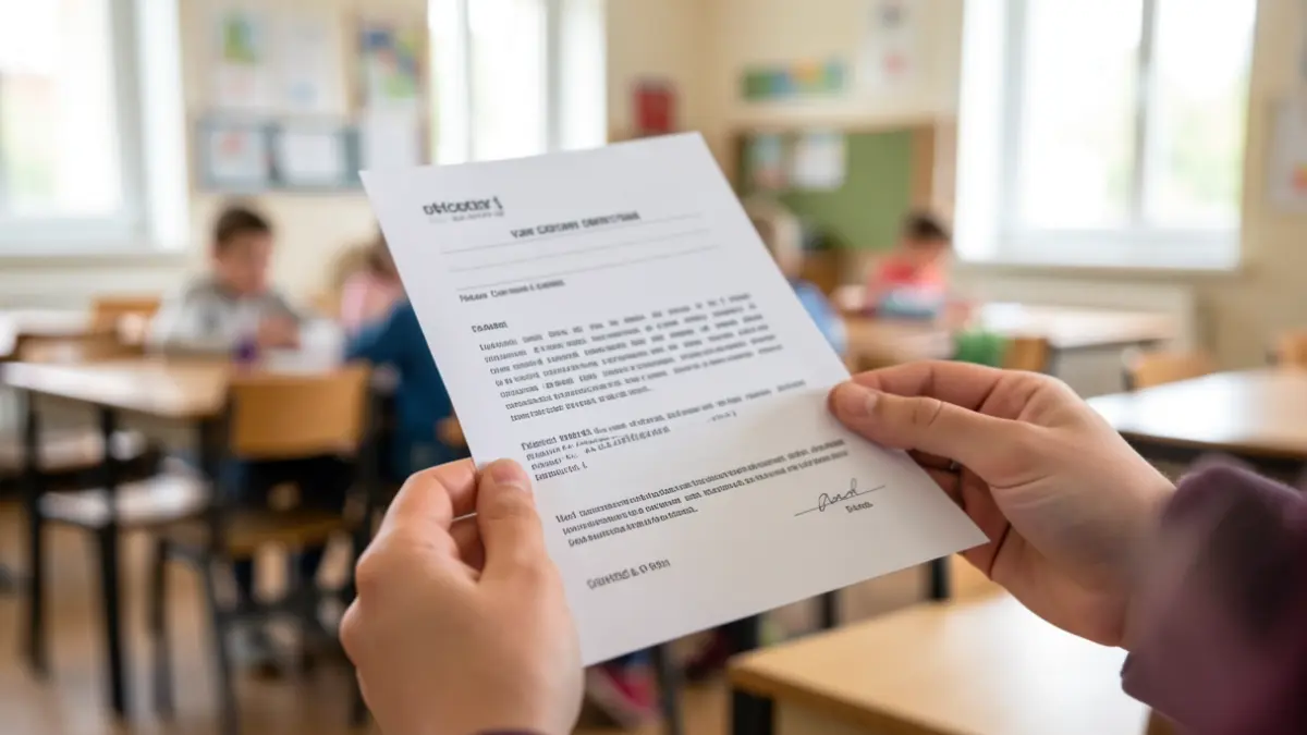 Generic image of a child's hand holding a piece of paper, with a blurred background.