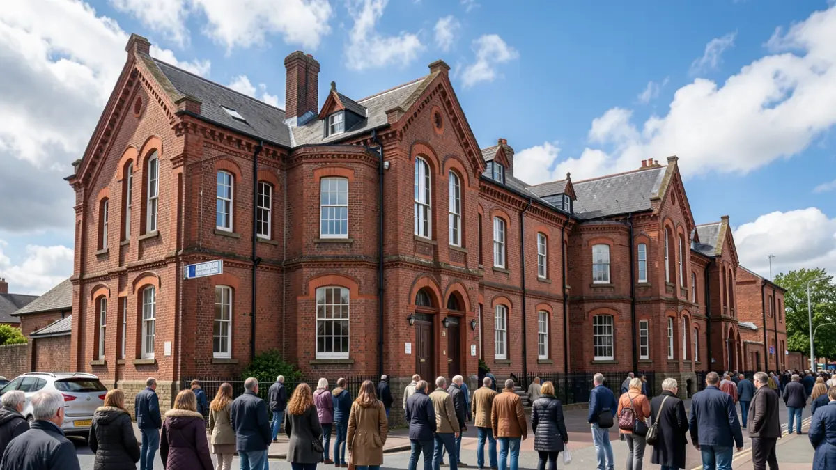 Generic image of a red-brick building facade with a blue sky.