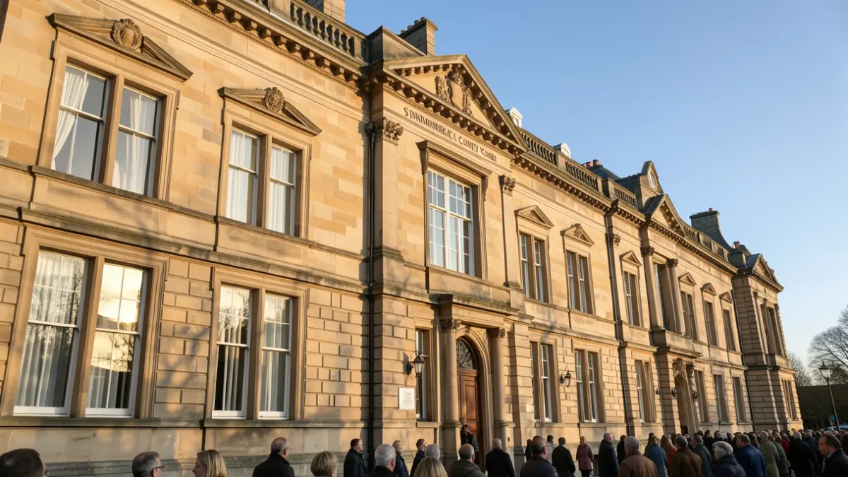 Exterior of the Staffordshire County Council building on a sunny afternoon.