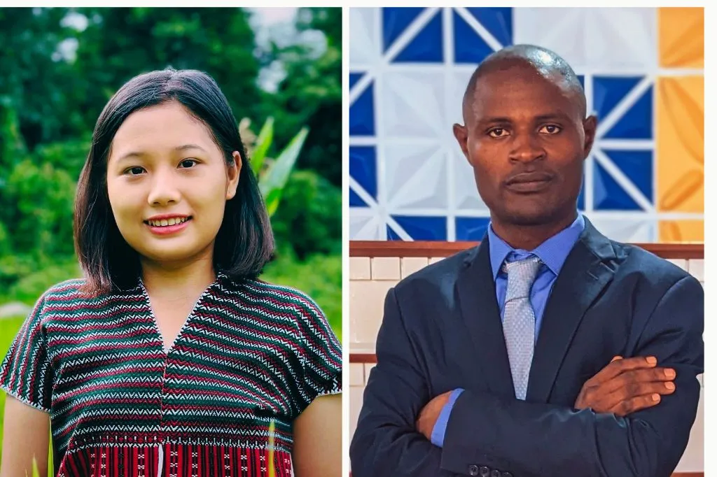 Head and shoulders images of Khu Paw from Myanmar (left) and Akam Edwine Aba, from Cameroon (right).