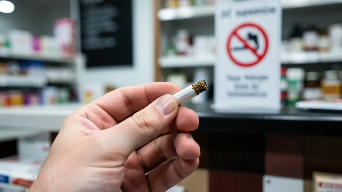 Generic image of a hand holding a tobacco product with a blurred background indicating age restrictions.