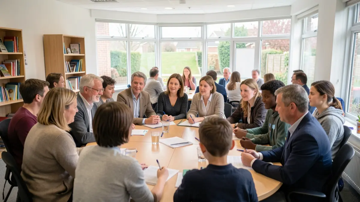 A diverse group of people discussing future plans for SEND support in West Northamptonshire.
